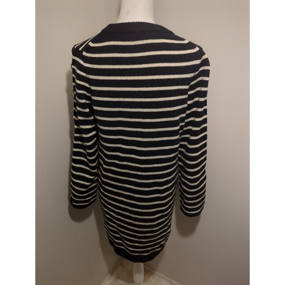 Madewell Sz M Black and White Murano Wool Striped Sweater Dress - Picture 4 of 8